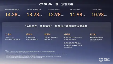 预售价10.98-14.28万元 欧拉5正式开启预售
