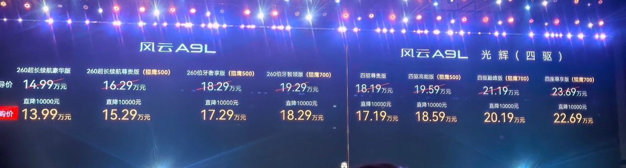 17.19万元起,风云A9L光辉四驱版配置梯度和真车体验