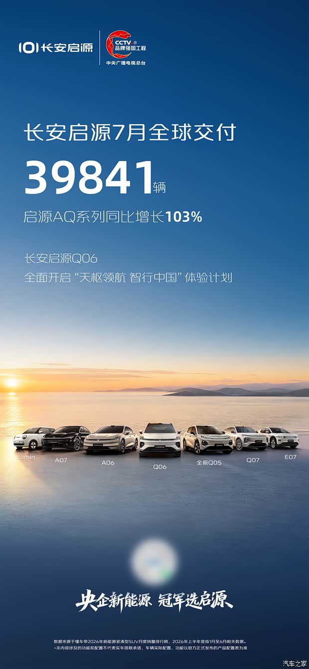长安启源7月全球销量39841辆 启源AQ系列同比增长103%